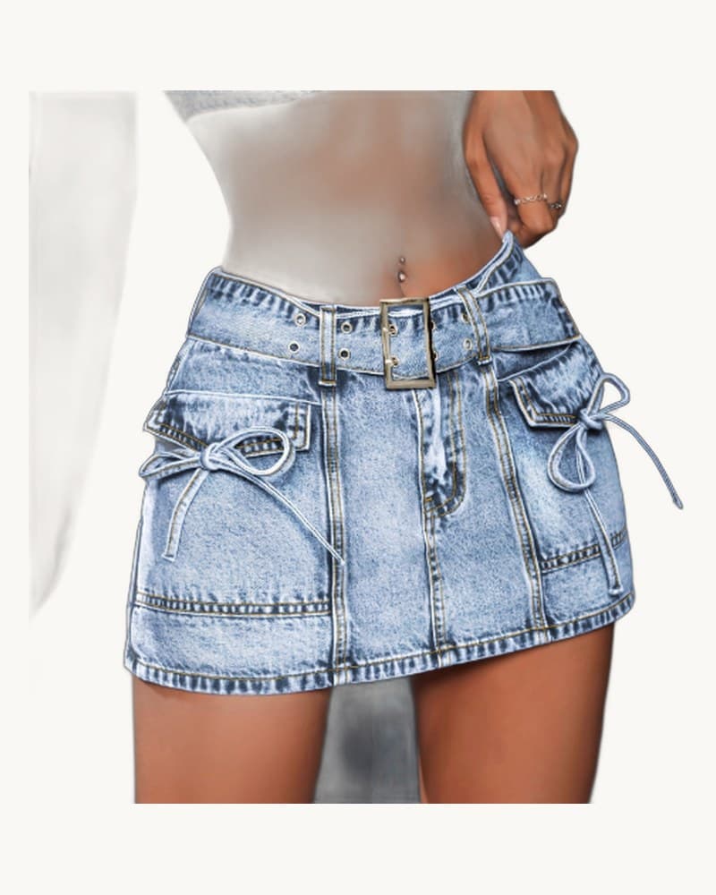 High-elasticity Mid-waist Short Denim Shorts 1