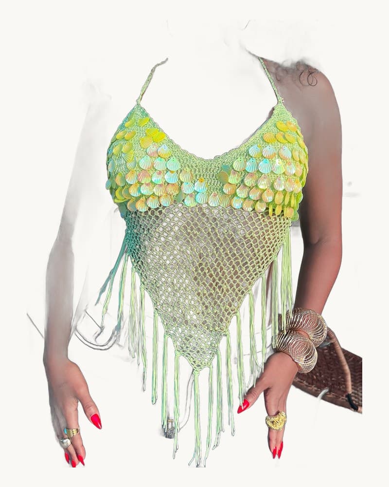 Beach Vacation Sequined Tassel Camisole Top 1