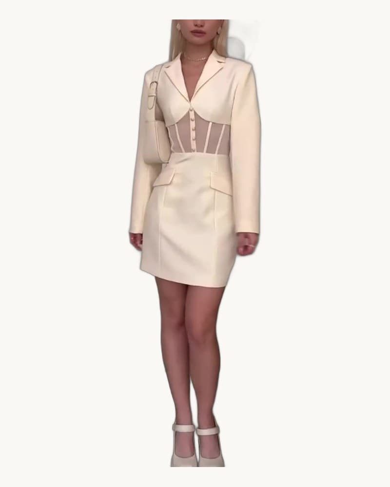 Bustier Paneled Mini Blazer Dress 1