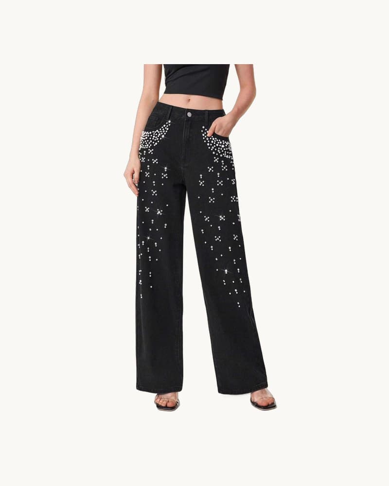 Casual Loose-fitting, Slimming Straight-leg Denim Trousers 1