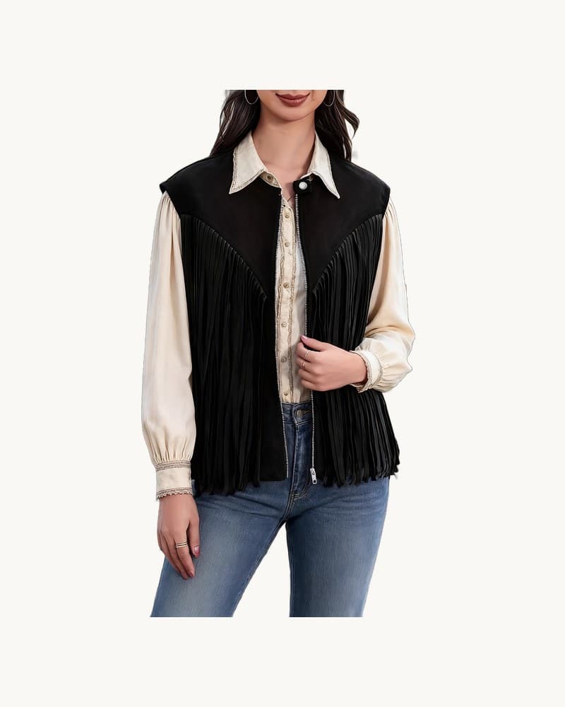 Tassel Vest Sleeveless Zipper Loose Jacket 1