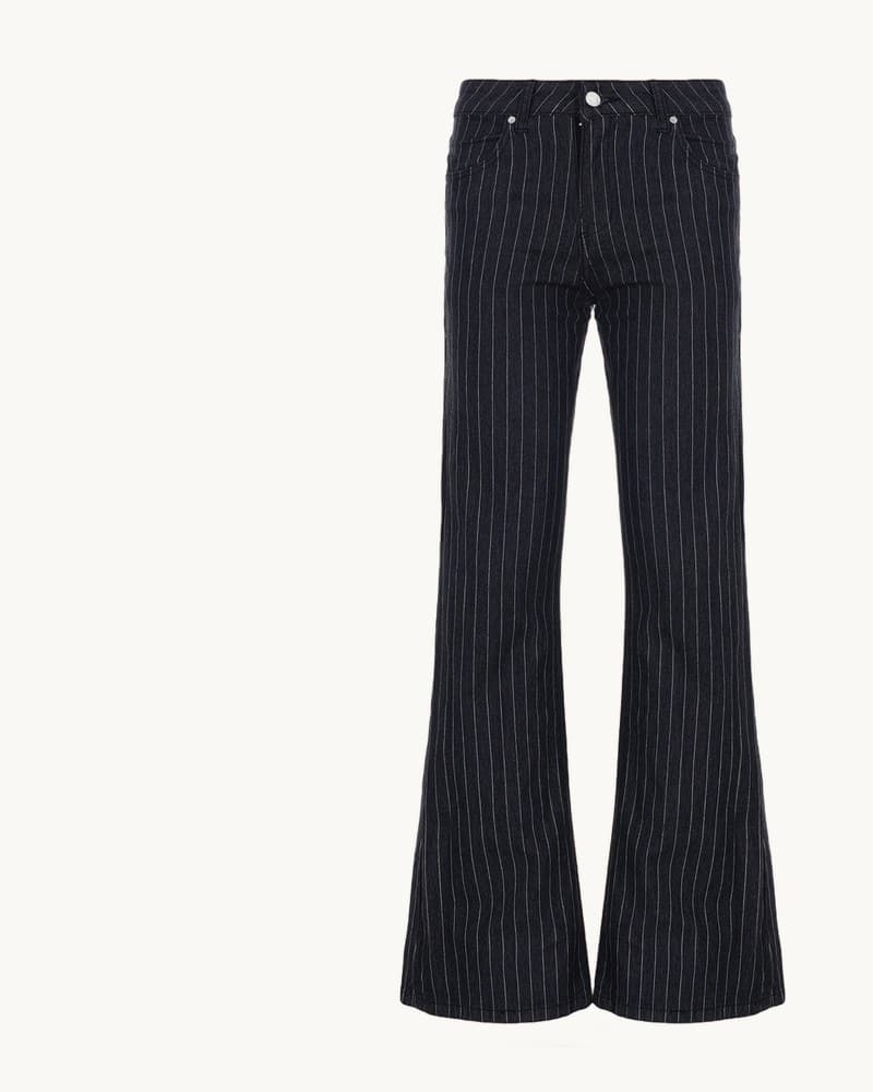 Striped Contrasting Low-waist Straight Jeans 1