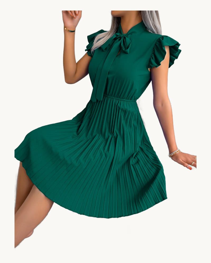 Elegant Tie Waist Flowy Pleated Skirt 1