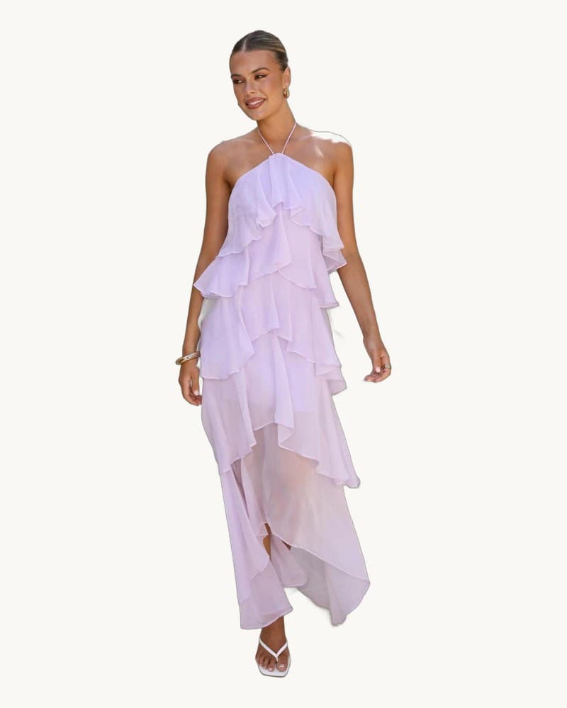 Off-shoulder Chiffon Printed Dress 1