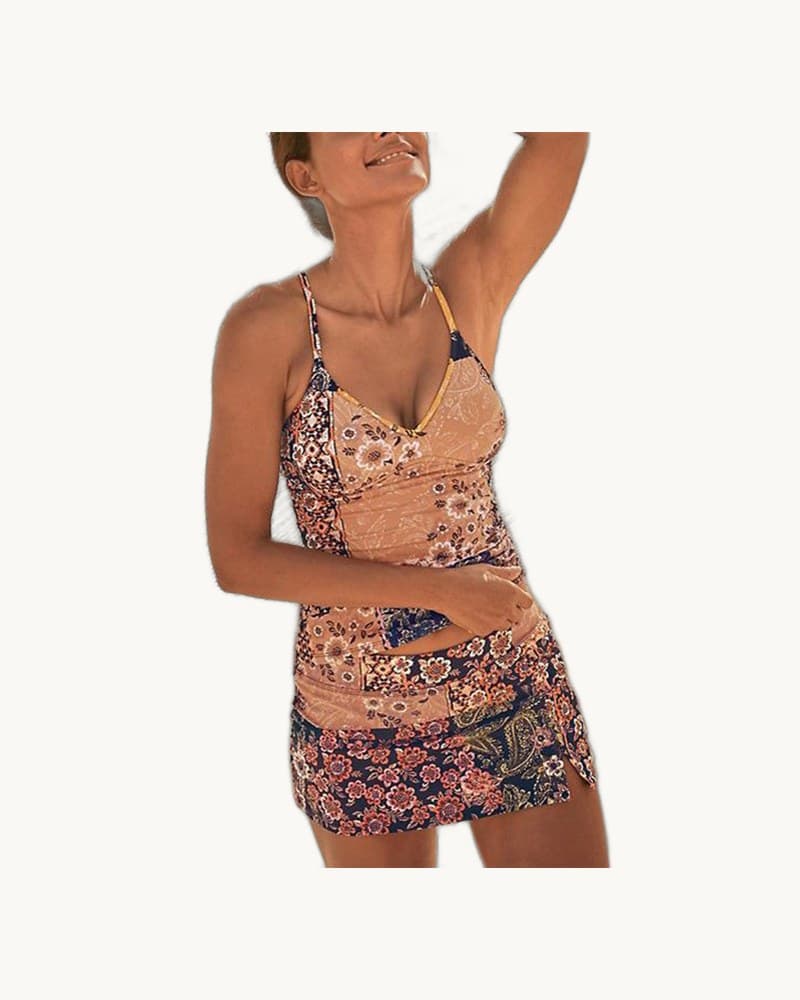 Small Floral Color Matching Halter Vest Suit European and 1