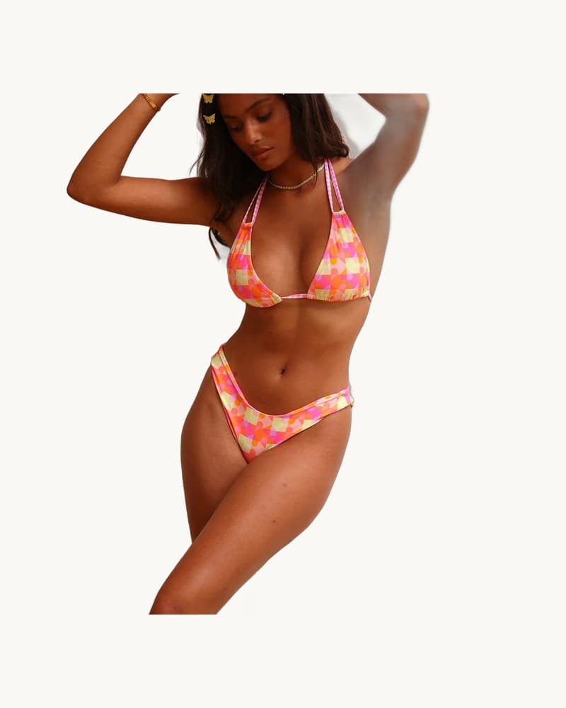 Printed Halter Sensual Three-piece Bikini Set 1