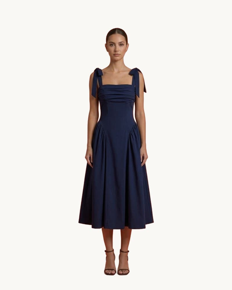 Lose Fit Tie Shoulder Dress in a High Qaulity Strecth 1