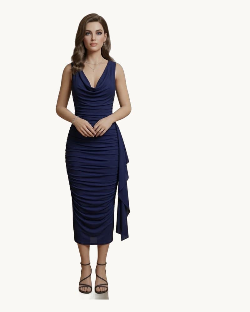 Accetate Jersey Ruching Detail Midaxi Dress 1