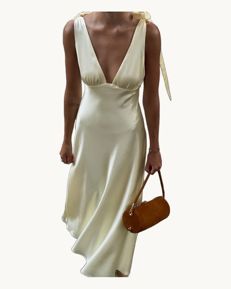 V-neck Sexy Backless Sleeveless Dress with Tie 1