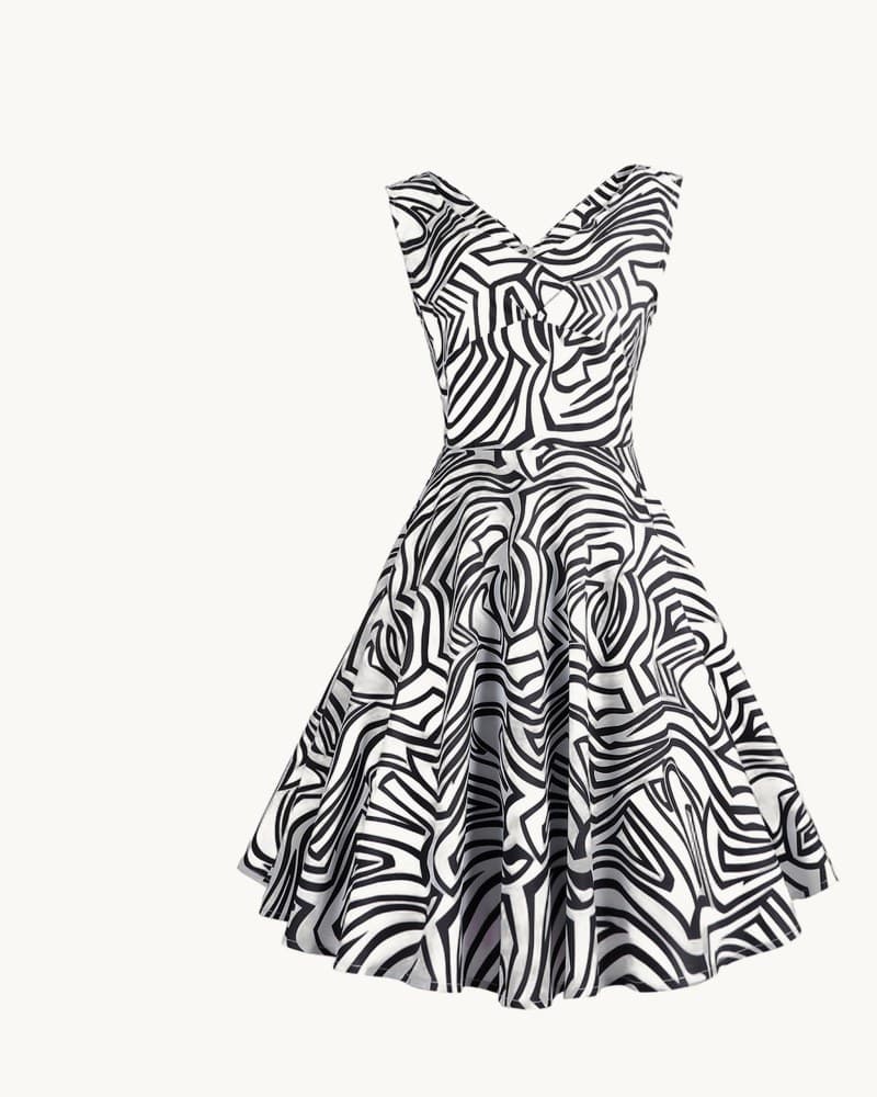 Retro Printed Maxi Sleeveless Dress Women 1