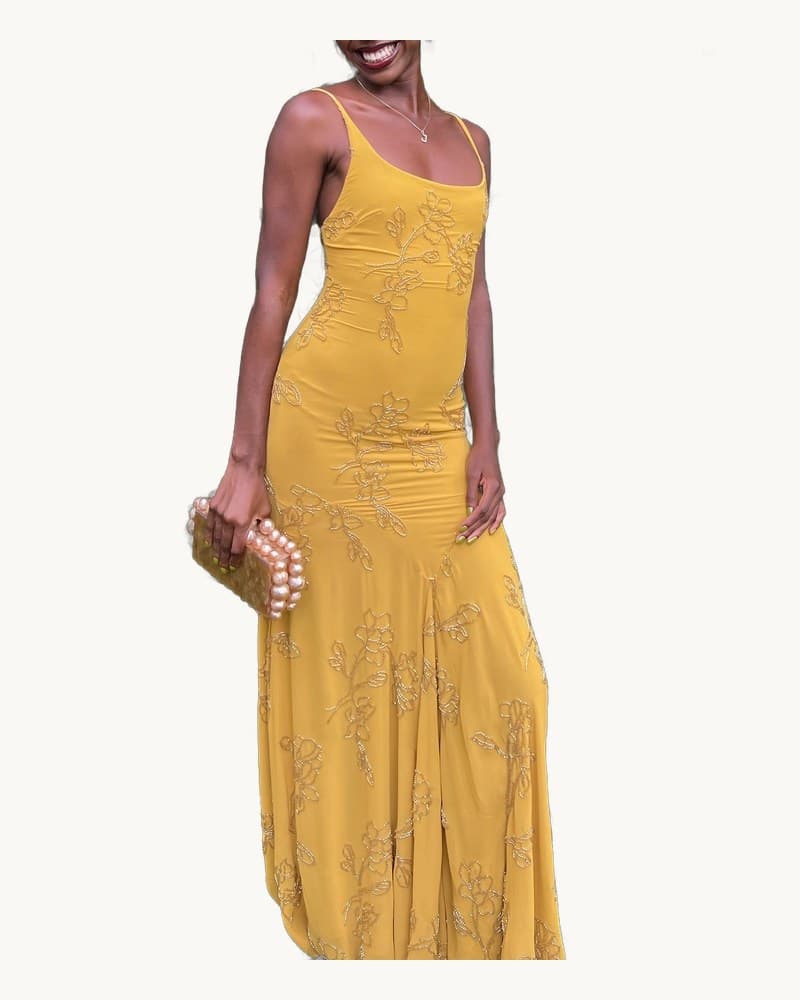 Elegant Beaded Maxi Slip Dress 1