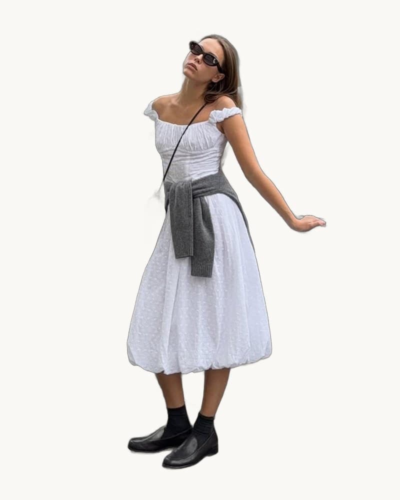 Elegant Jacquard Off-shoulder Dress 1