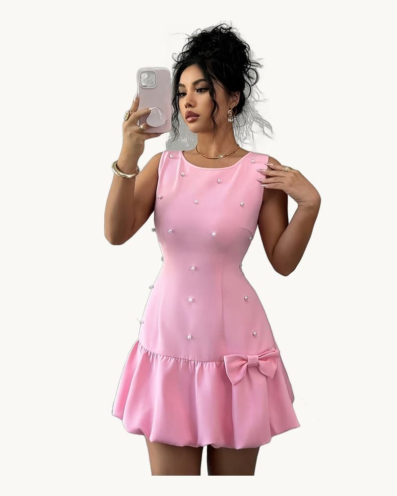 A New Spring and Summer French Elegant Mini Dress with a 1