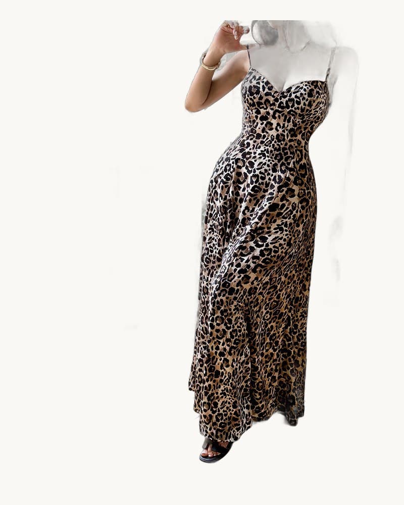 Group-style Strap Leopard-print Dress 1