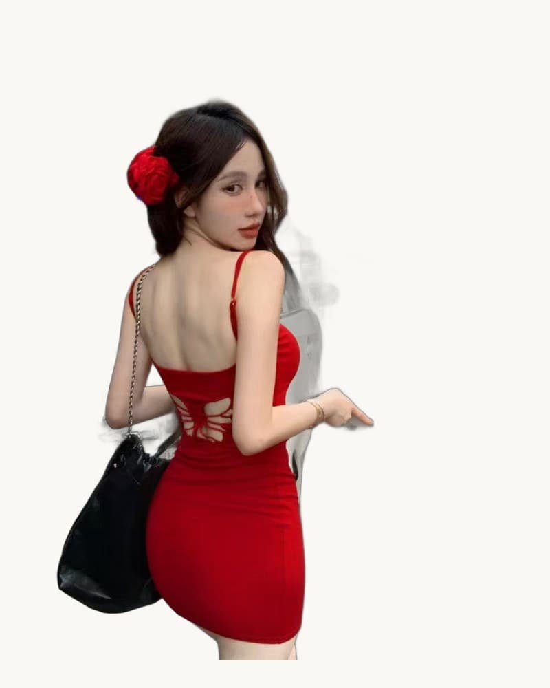Hollow-out Beautiful-back Camisole Dress 1