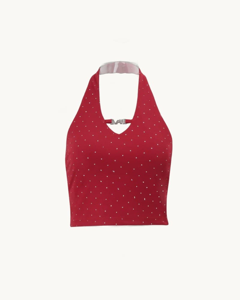 Neck-hanging Rhinestone Sleeveless Tank Top for Women 1