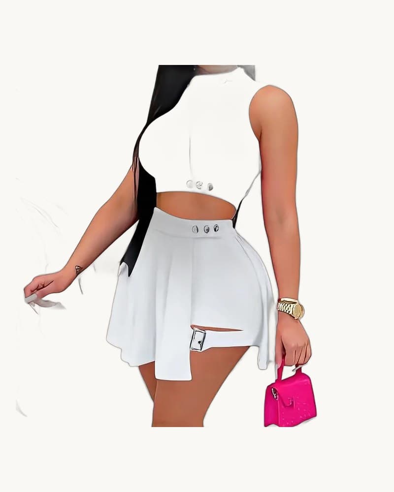 2 Piece Outfits Skirt Sets Summer Sleeveless Crop Top 1