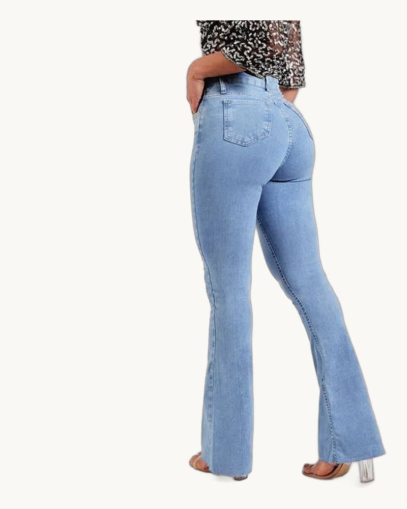 Slim Fit Stretch Fashion Light Color Bell-bottom Pants Women 1