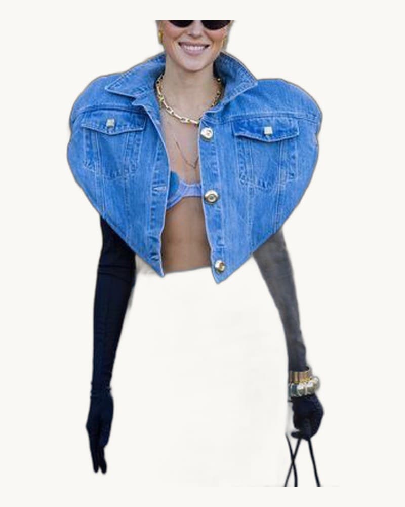 Love Denim Short Jacket & High Waist Skirt Two-piece Set 1