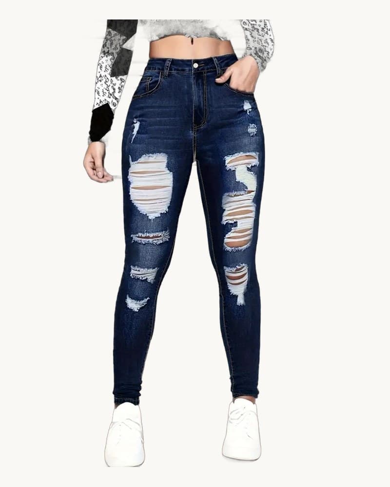 High Waisted, Hip Lifted, Tight Fitting Women's Jeans with 1
