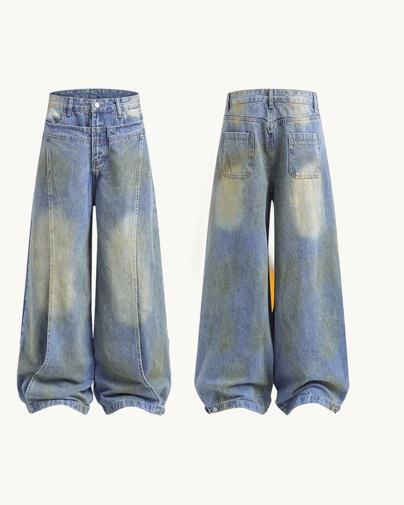 Brand Deconstruction Stitching Design Wide-leg Trousers 1