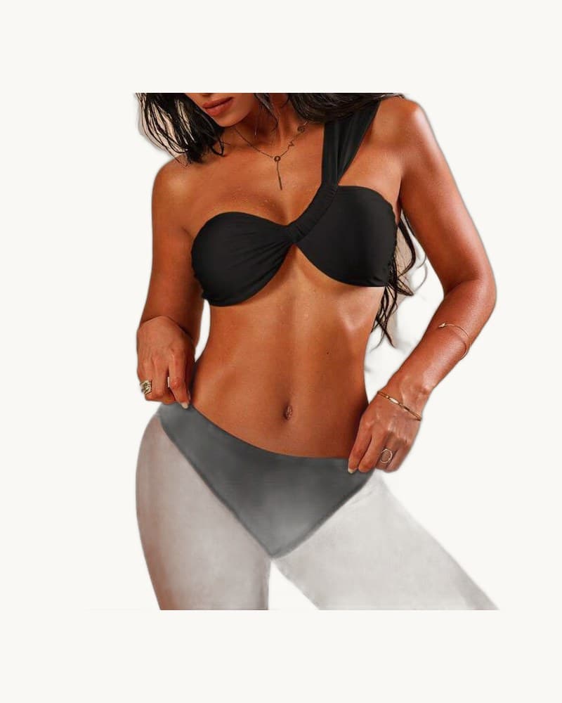 One-shoulder Two-piece Bikini Swimsuit Set 1