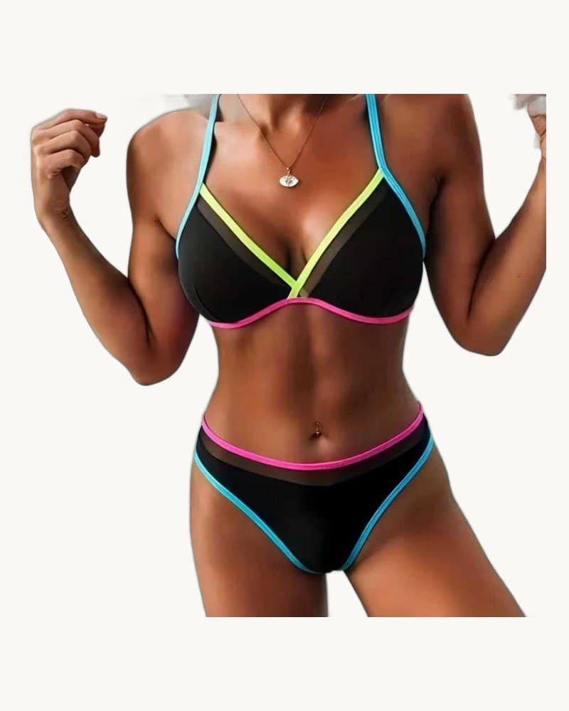 Solid-color Womens Two-piece Swimsuit Candy-colored Bikini 1