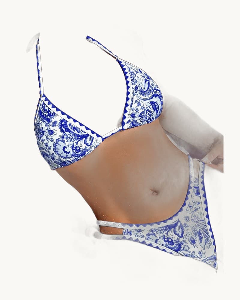 Printed Halterneck Sexy Bikini Two-piece Swimsuit 1