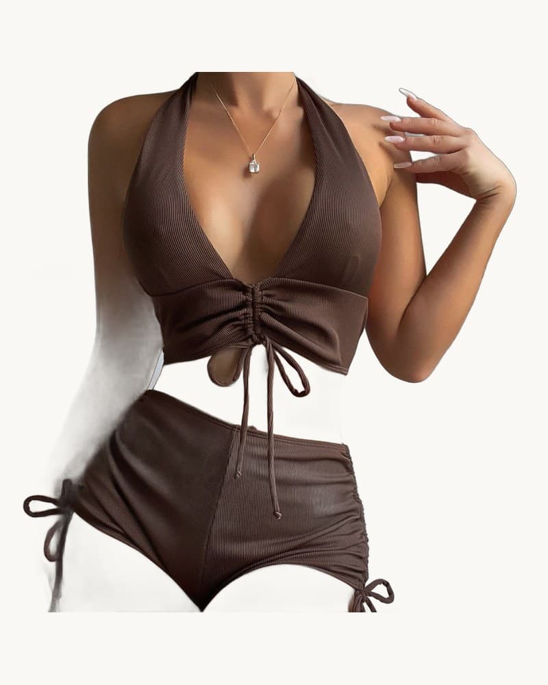 Stylish European and American-style Ribbed Two-piece Bikini 1