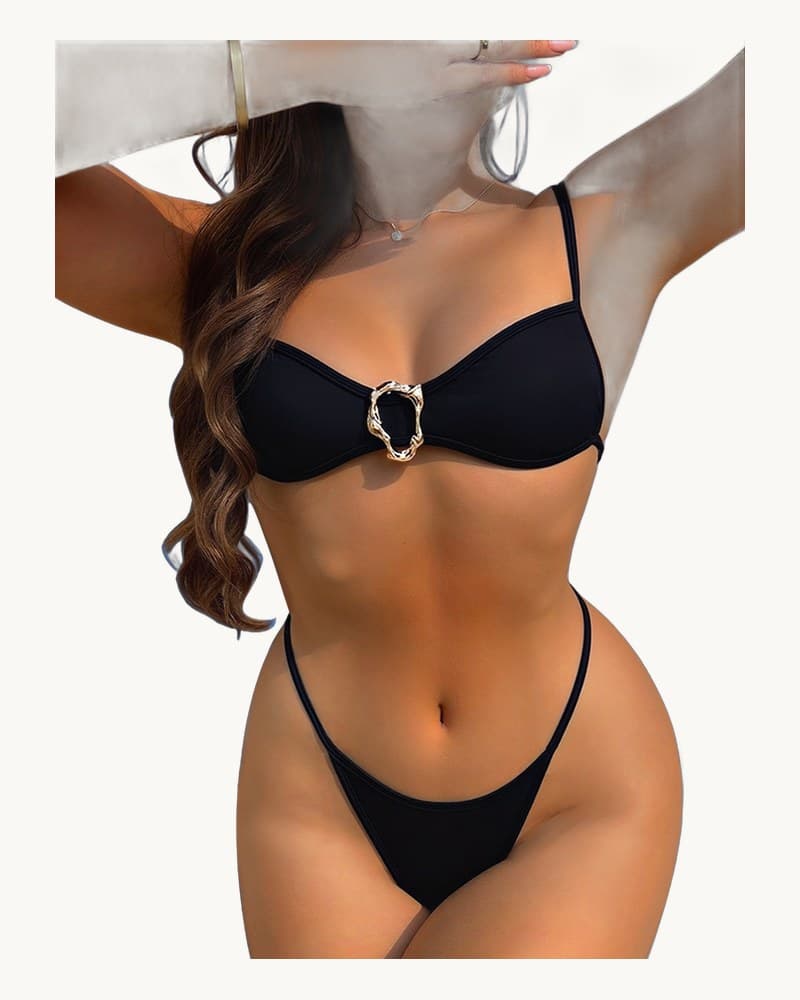 Tube-top Backless Lace-up Sexy Bikini Two-piece Swimsuit 1