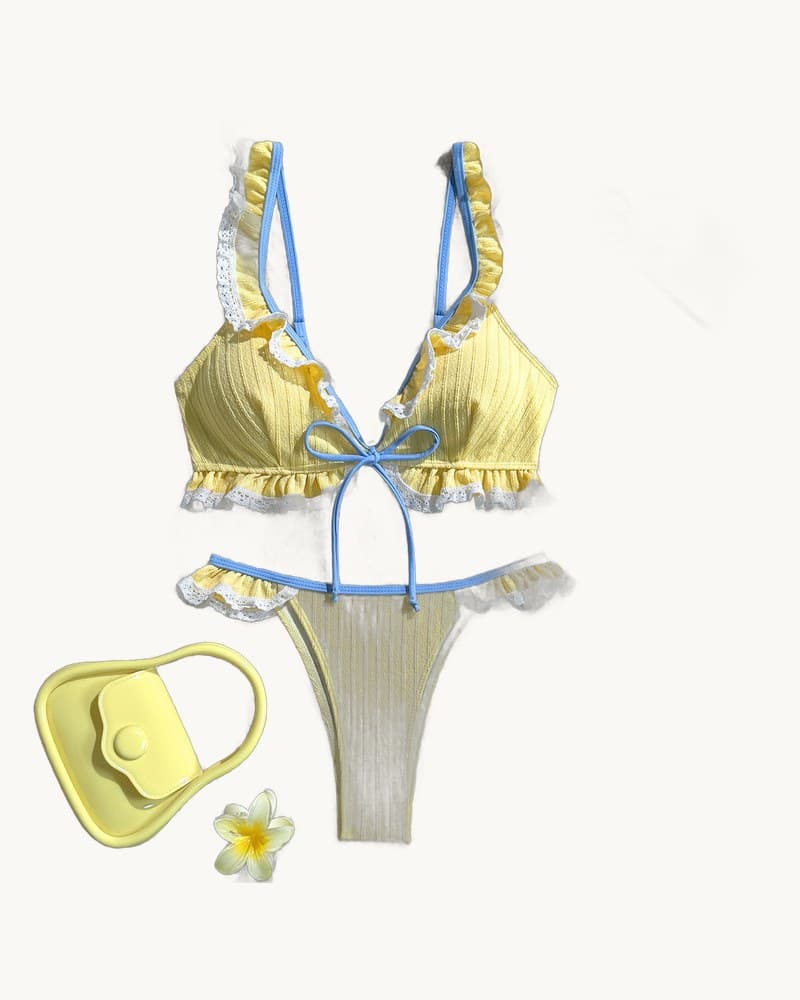 Sexy Solid-color Strappy Swimsuit Womens Two-piece Bikini 1