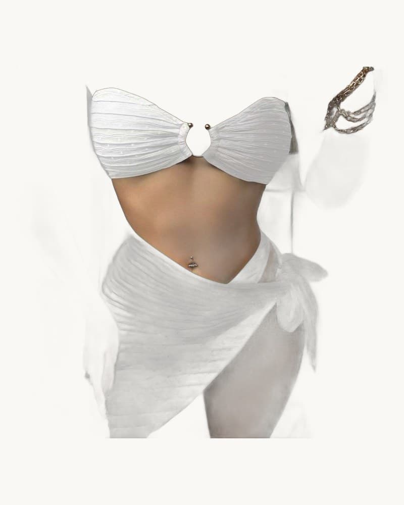 Tube Top and Skirt 3-piece Swimsuit Bikini 1