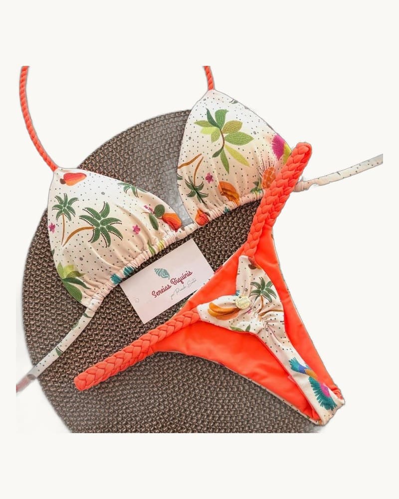 Fresh-style Printed Bikini Swimsuit 1