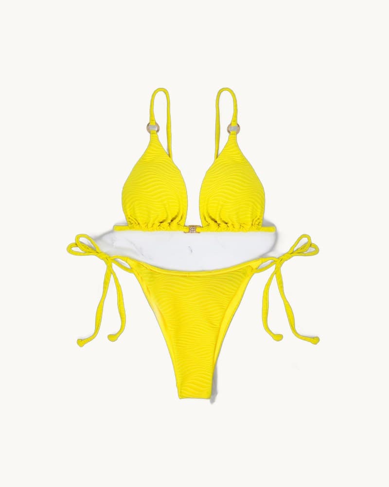 Wavy Fabric Bikini Sexy Lace-up Triangle Two-piece Swimsuit 1