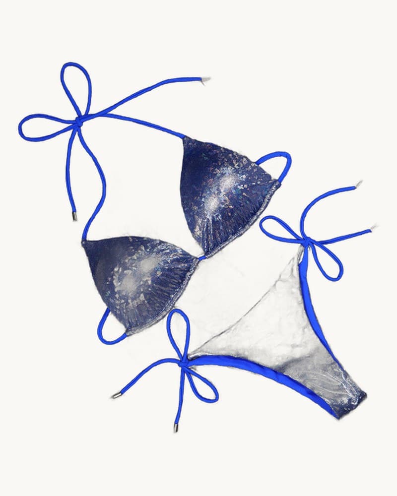 Multicolor Lace-up Backless Three-piece Bikini for Women 1