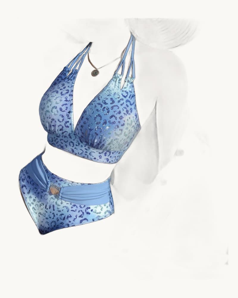 Gradient Leopard-print Bikini for Beach, Spa, and Bathing 1