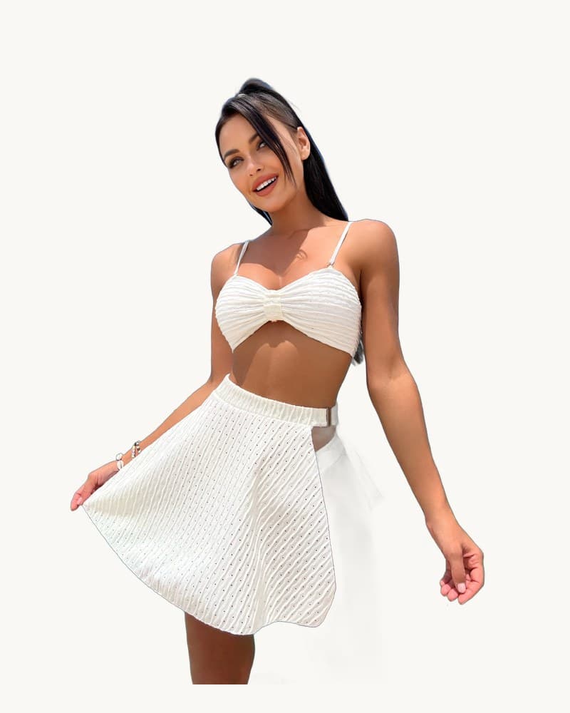 Sexy Side-open Mesh Skirt 3-piece Swimsuit Bikini 1