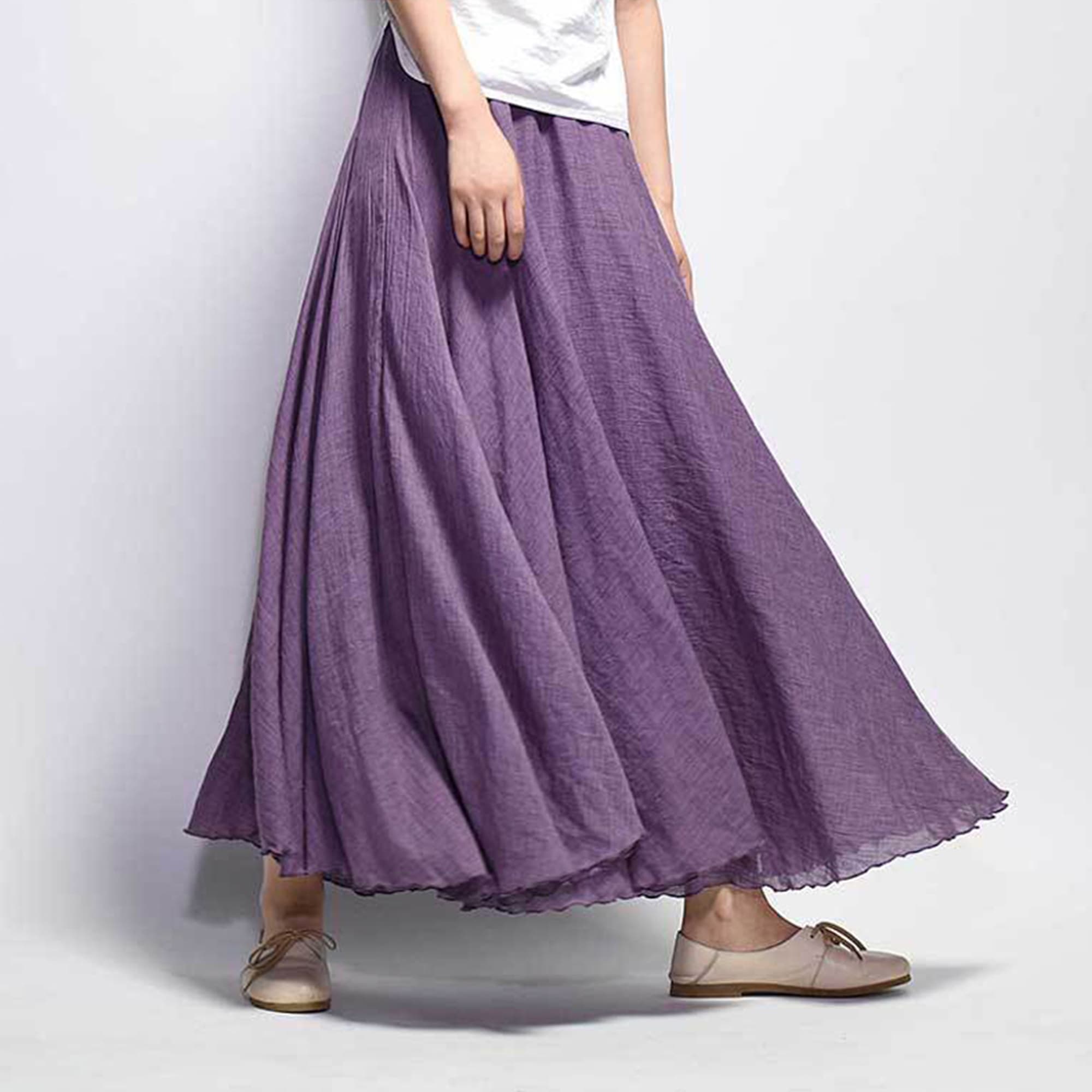 Cotton Linen Style Skirt, Soft and Flowing Skirt, Travel 1