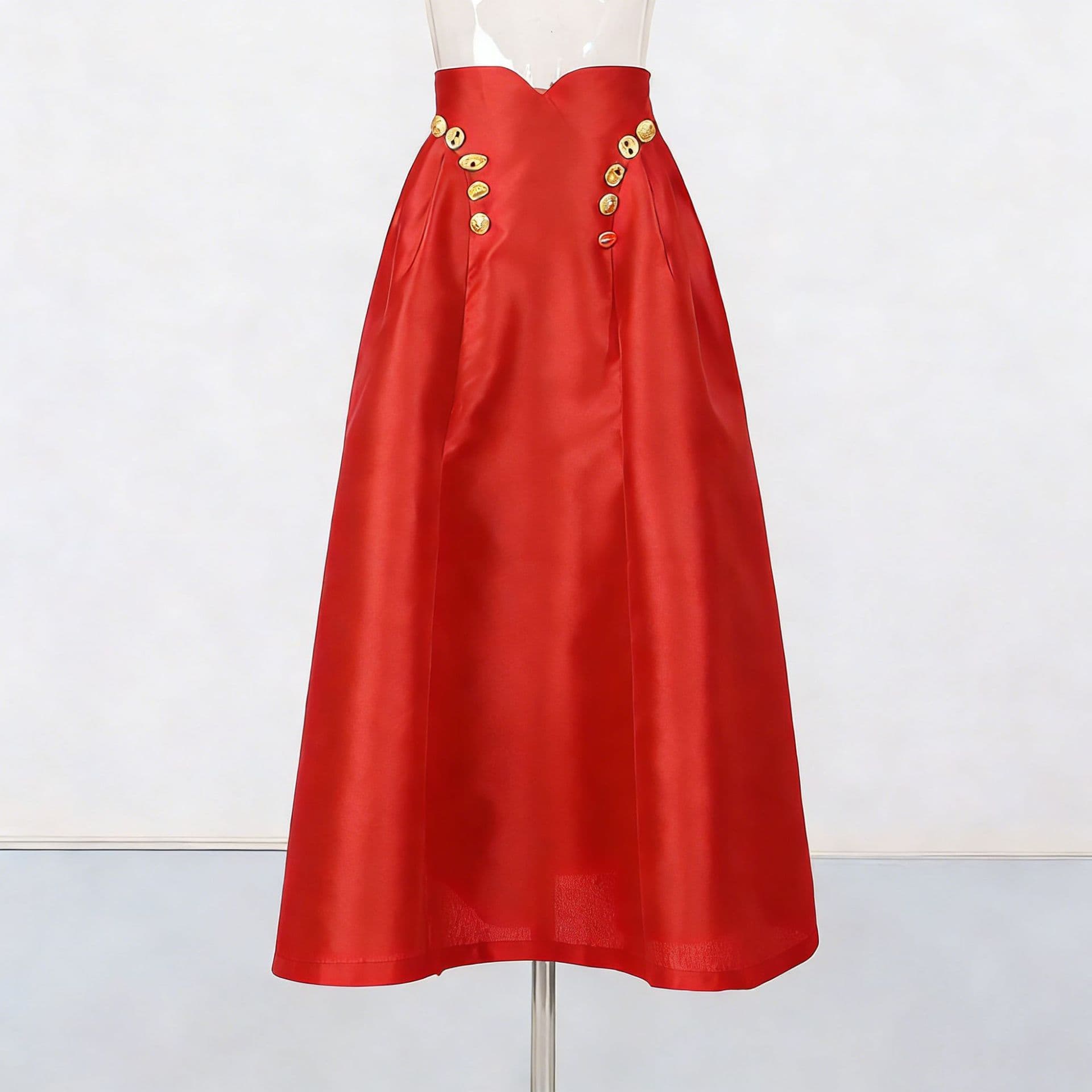 Irregularly Shaped Копче-decorated Плисиран Миди Сукња color variant