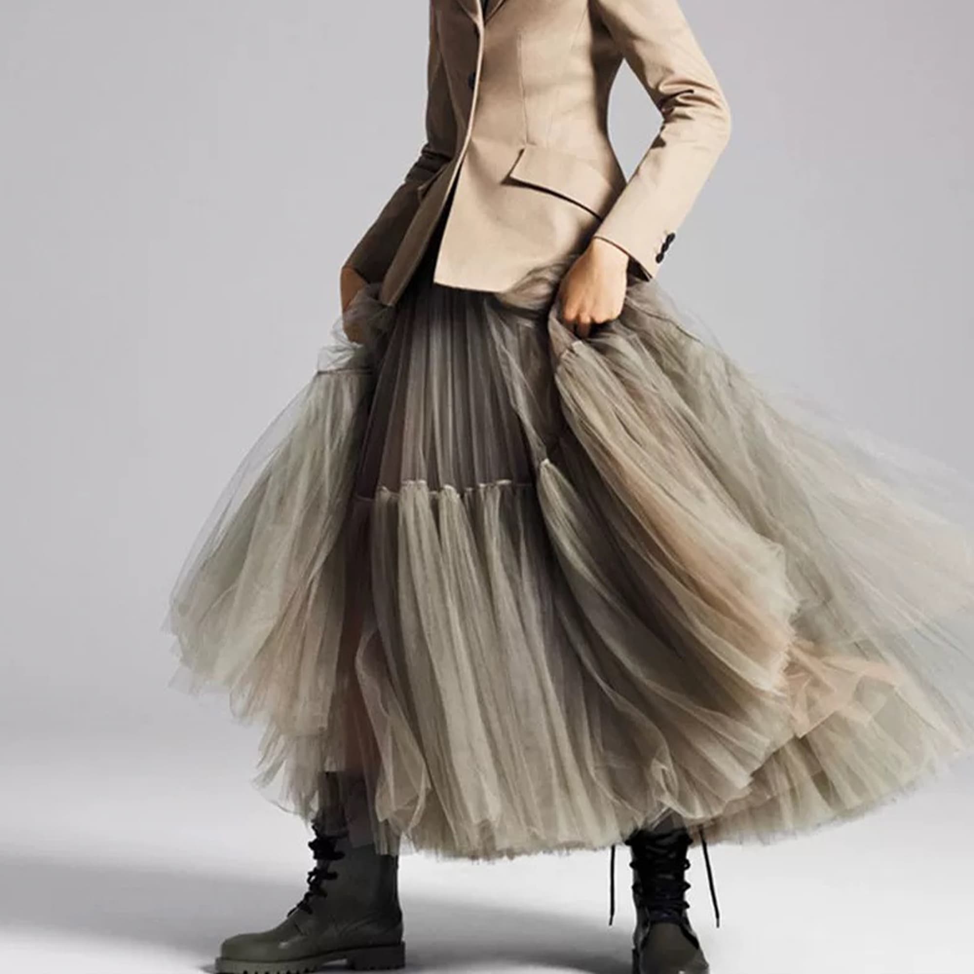 Black Mesh Maxi Hem Skirt, Maxi Dress, Mid-length Skirt, 1