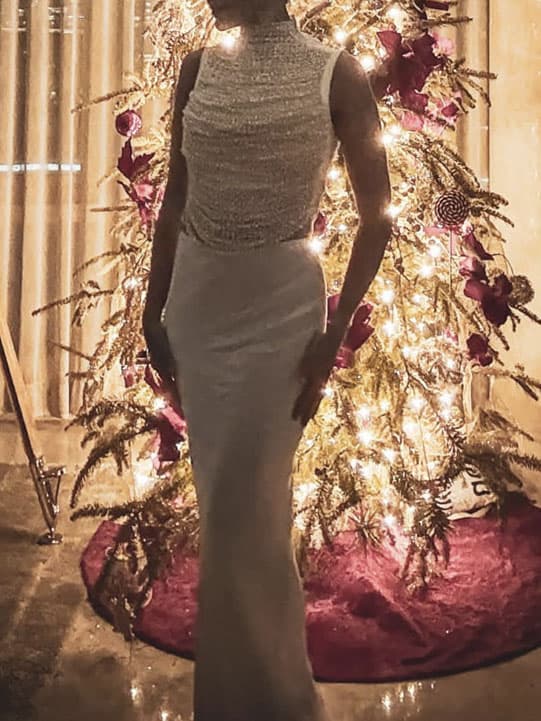 Елегантен Без Ракави Реси-trimmed Zippered Сатен Fishtail color variant