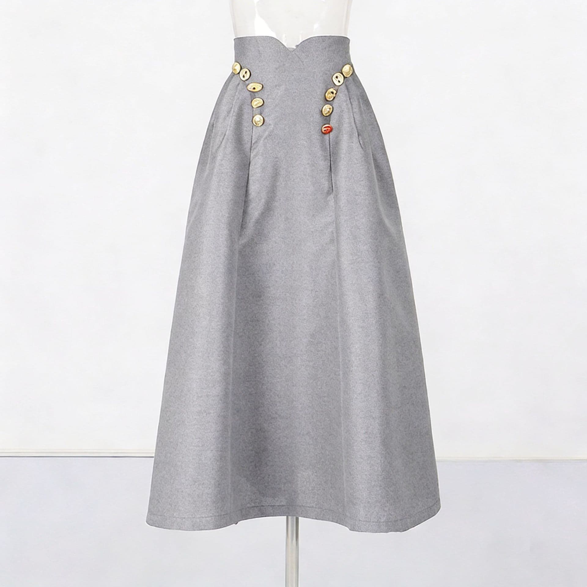 Irregularly Shaped Копче-decorated Плисиран Миди Сукња color variant