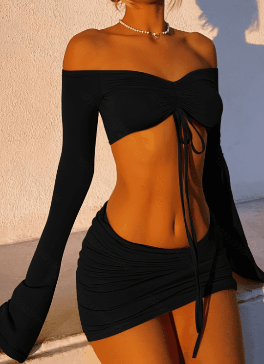 Drawstring Drop Набран Паднат РаменСет од Два Дела Сукња Сет Y2k color variant