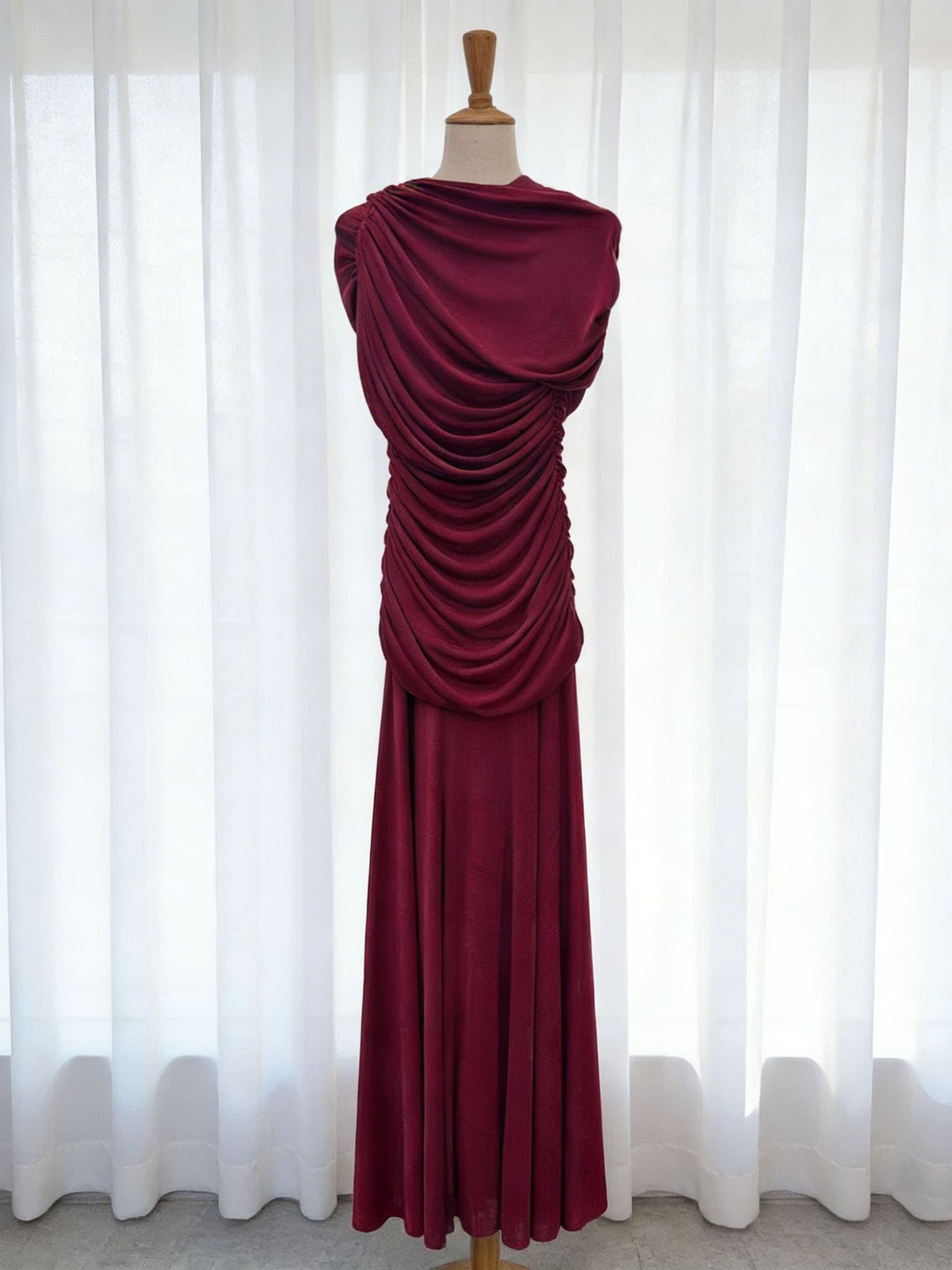 Без Ракави Ролка Фустан со Набран Струк color variant