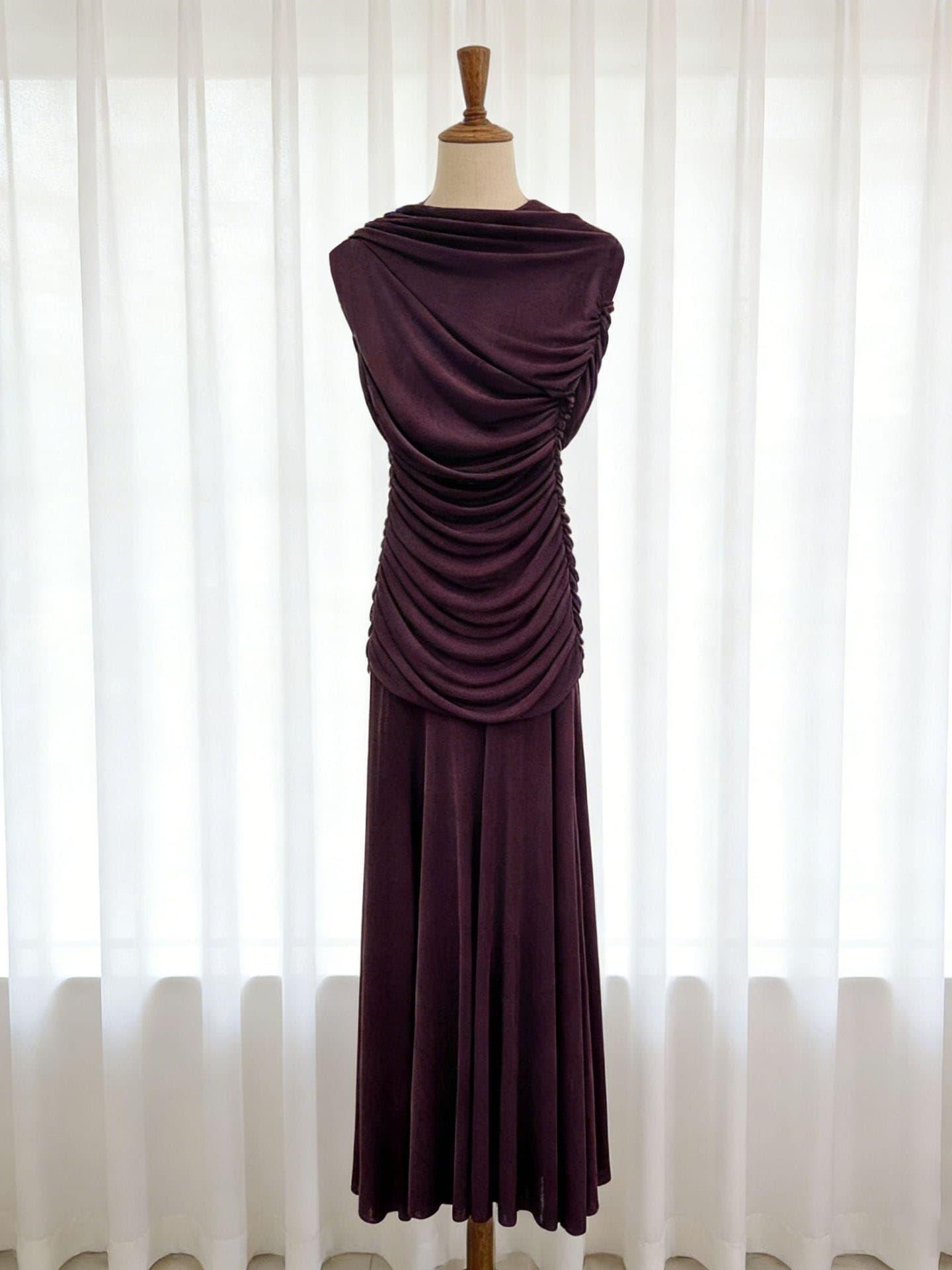 Без Ракави Ролка Фустан со Набран Струк color variant