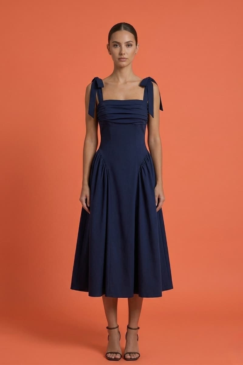 Lose Fit Tie Shoulder Dress in a High Qaulity Strecth 1