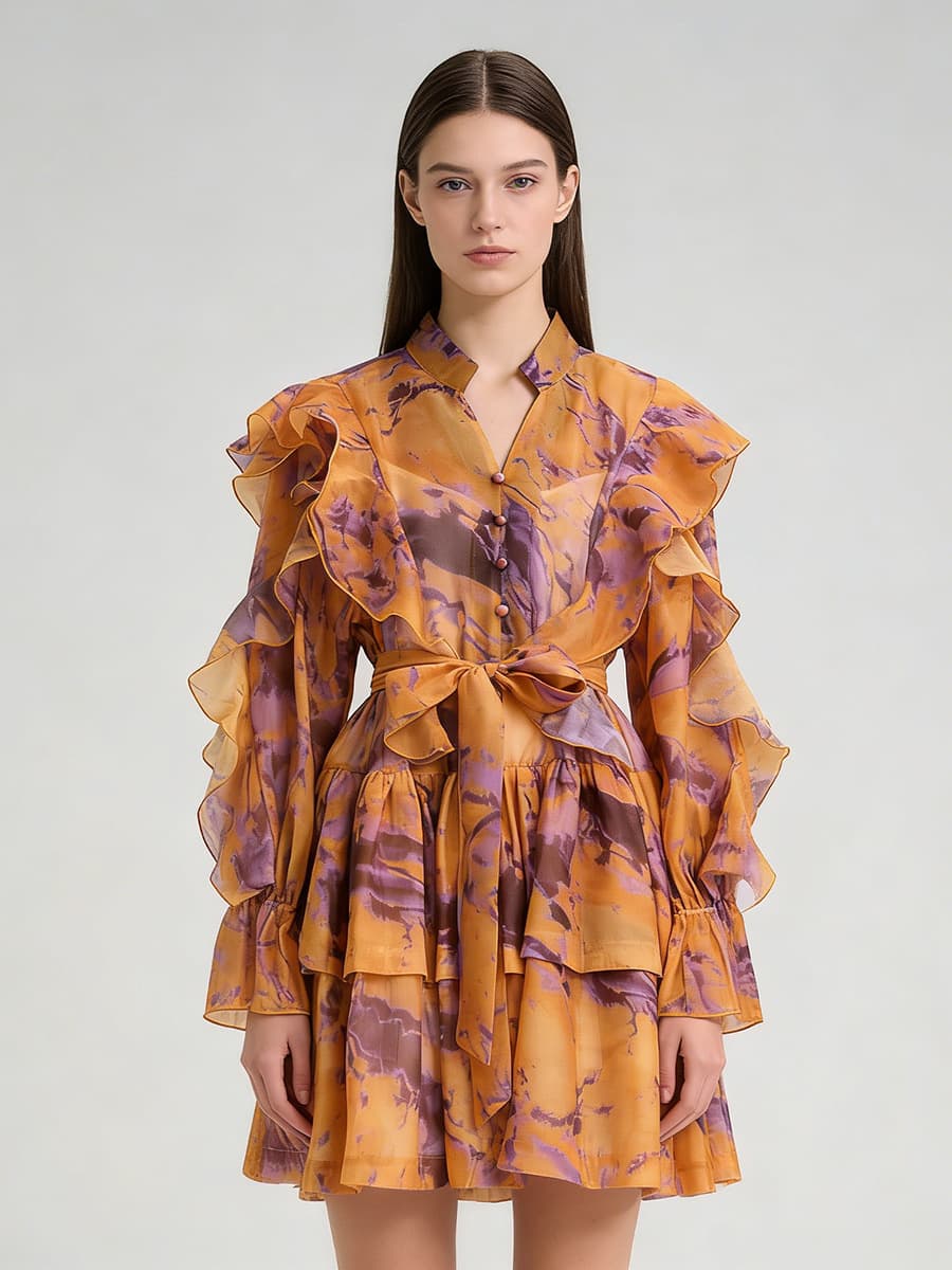 V-Деколте Карнерест Врзување-Струк Фустан color variant