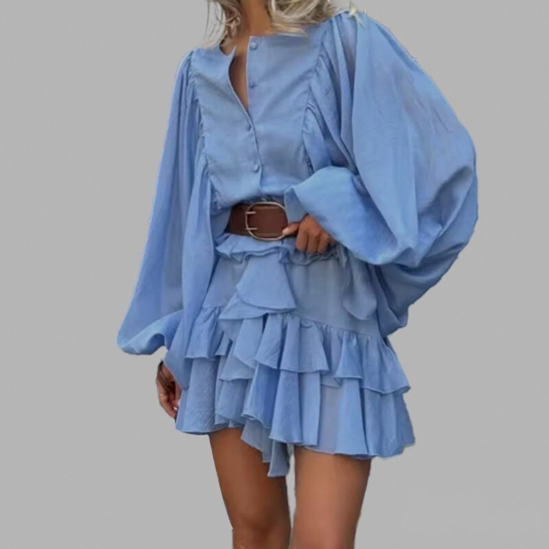 Кежуал Елегантен Карнерест Долги Ракави Фустан color variant