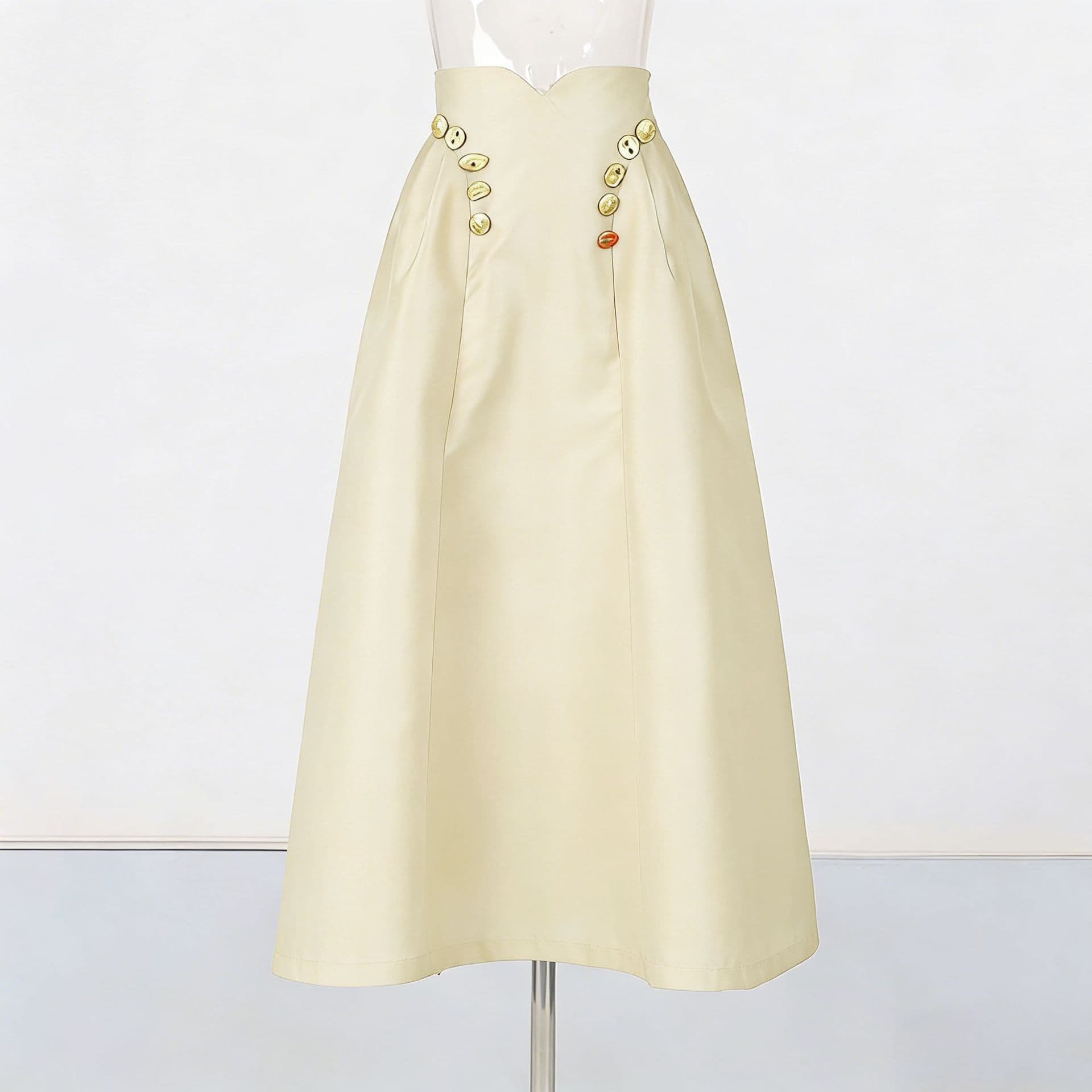 Irregularly Shaped Копче-decorated Плисиран Миди Сукња color variant