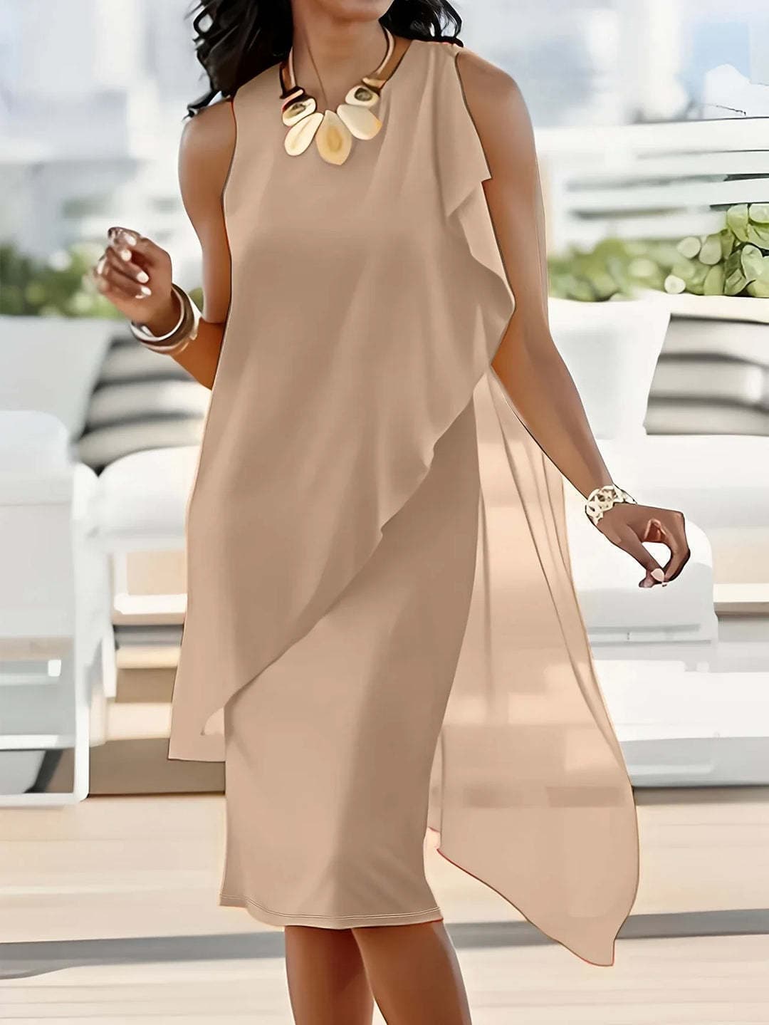 Summer Urban Women Elegant Irregular Chiffon Dress 1